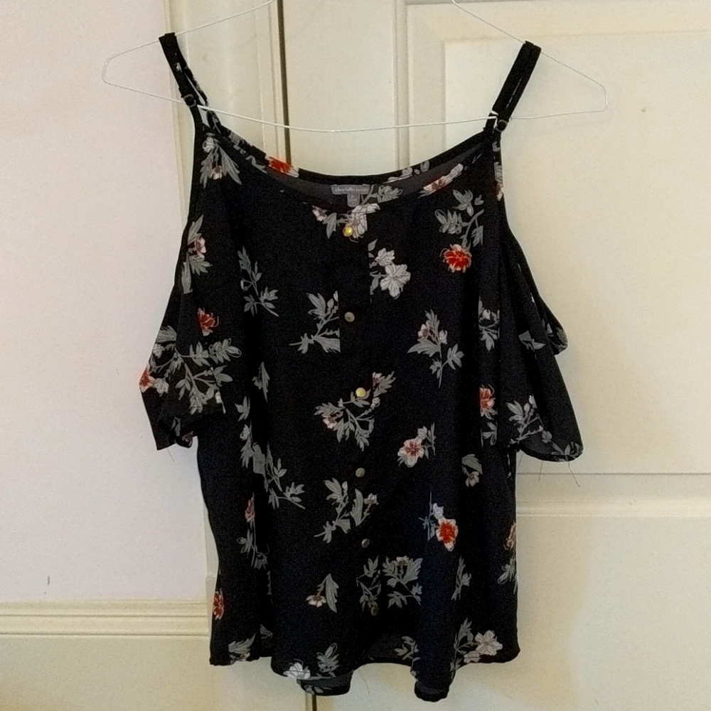 Black floral blouse